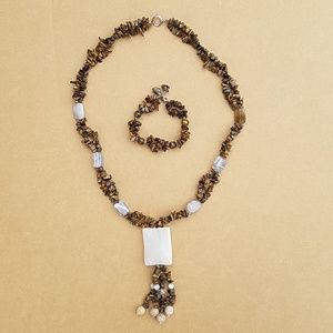 Stunning Tiger's eye and rose quartz jewelry set